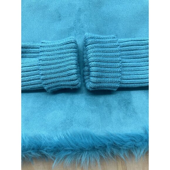 MontanaCo Womens Suede Look Faux Fur Jacket Coat Small Vibrant Blue Western Boho - Picture 6 of 6